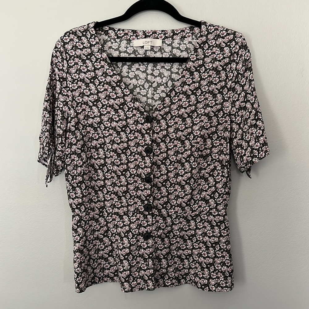 LOFT Pink Floral Blouse Size 10